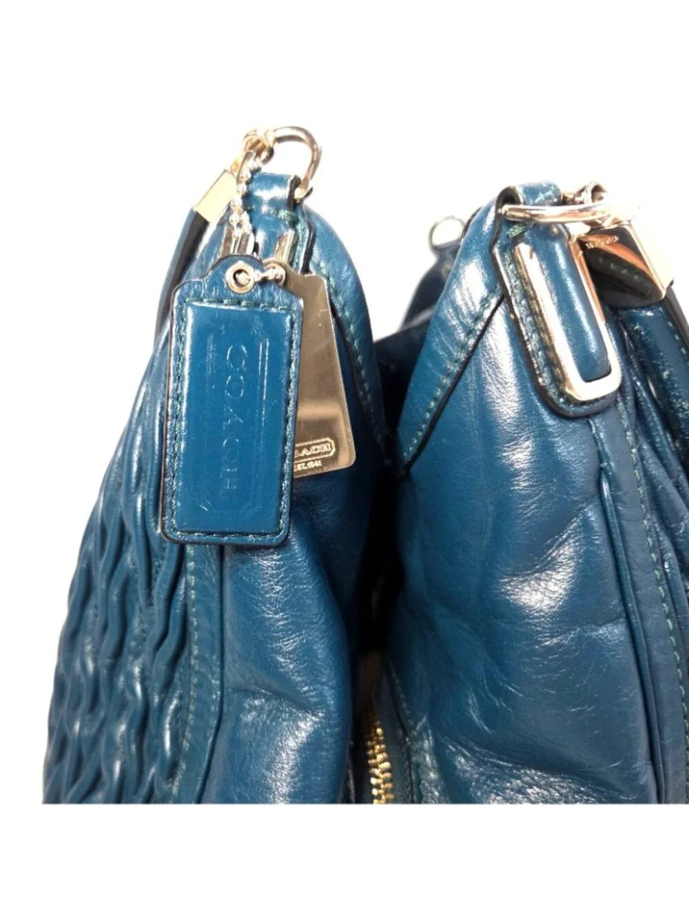 Coach 2013 Teal Madison Phoebe Gathered Twist Leather Shoulder Bag  No. 26257